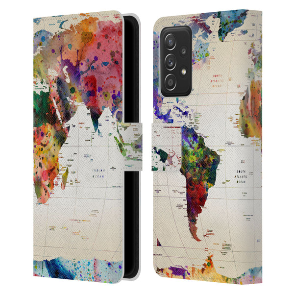 Mark Ashkenazi Pop Culture Map Of The World Leather Book Wallet Case Cover For Samsung Galaxy A52 / A52s / 5G (2021)