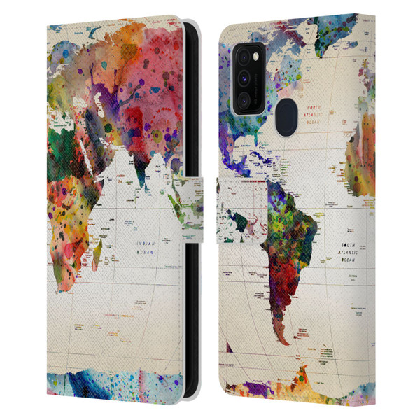Mark Ashkenazi Pop Culture Map Of The World Leather Book Wallet Case Cover For Samsung Galaxy M30s (2019)/M21 (2020)