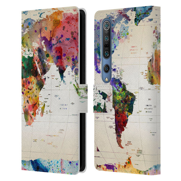 Mark Ashkenazi Pop Culture Map Of The World Leather Book Wallet Case Cover For Xiaomi Mi 10 5G / Mi 10 Pro 5G