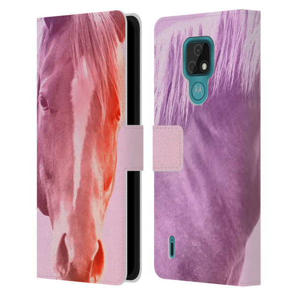 Mark Ashkenazi Pastel Potraits Horse Leather Book Wallet Case Cover For Motorola Moto E7