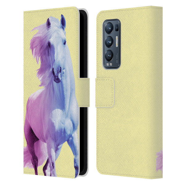 Mark Ashkenazi Pastel Potraits Yellow Horse Leather Book Wallet Case Cover For OPPO Find X3 Neo / Reno5 Pro+ 5G
