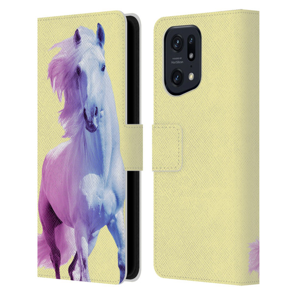 Mark Ashkenazi Pastel Potraits Yellow Horse Leather Book Wallet Case Cover For OPPO Find X5 Pro