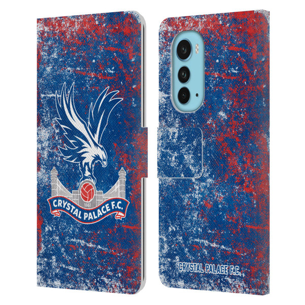 Crystal Palace FC Crest Distressed Leather Book Wallet Case Cover For Motorola Edge (2022)