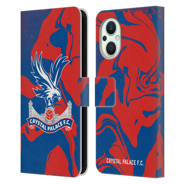 Crystal Palace FC Crest Red And Blue Marble Leather Book Wallet Case Cover For OPPO Reno8 Lite