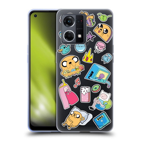 Adventure Time Graphics Icons Soft Gel Case for OPPO Reno8 4G
