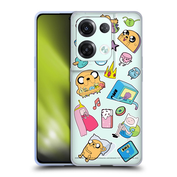 Adventure Time Graphics Icons Soft Gel Case for OPPO Reno8 Pro