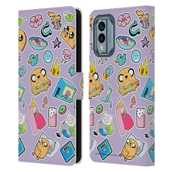 Adventure Time Graphics Icons Leather Book Wallet Case Cover For Nokia X30