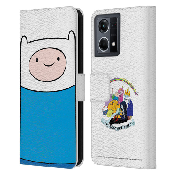 Adventure Time Graphics Finn The Human Leather Book Wallet Case Cover For OPPO Reno8 4G