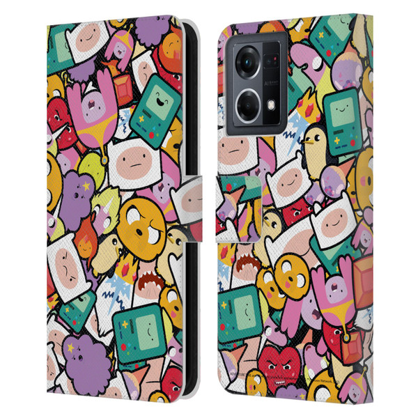 Adventure Time Graphics Pattern Leather Book Wallet Case Cover For OPPO Reno8 4G