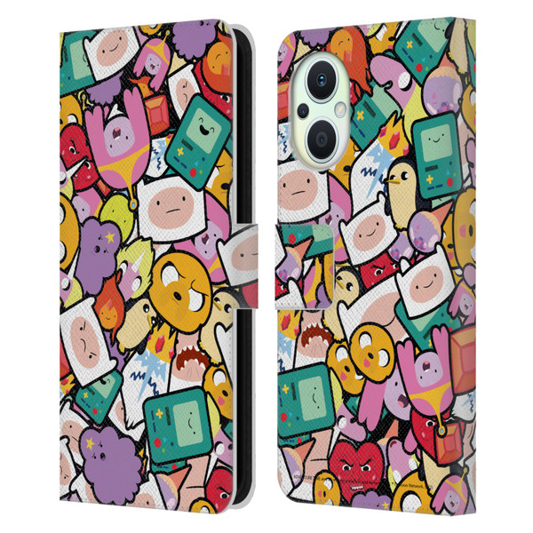 Adventure Time Graphics Pattern Leather Book Wallet Case Cover For OPPO Reno8 Lite