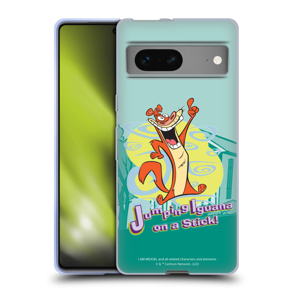 I Am Weasel. Graphics Jumping Iguana On A Stick Soft Gel Case for Google Pixel 7