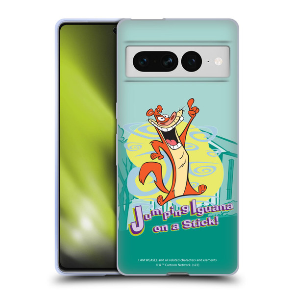 I Am Weasel. Graphics Jumping Iguana On A Stick Soft Gel Case for Google Pixel 7 Pro