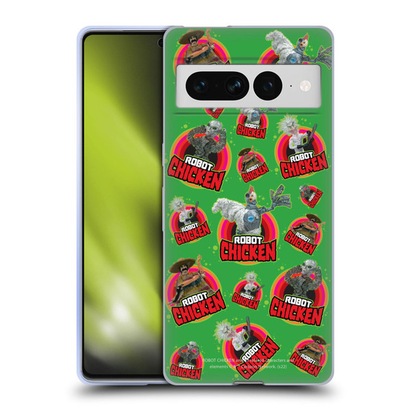 Robot Chicken Graphics Icons Soft Gel Case for Google Pixel 7 Pro