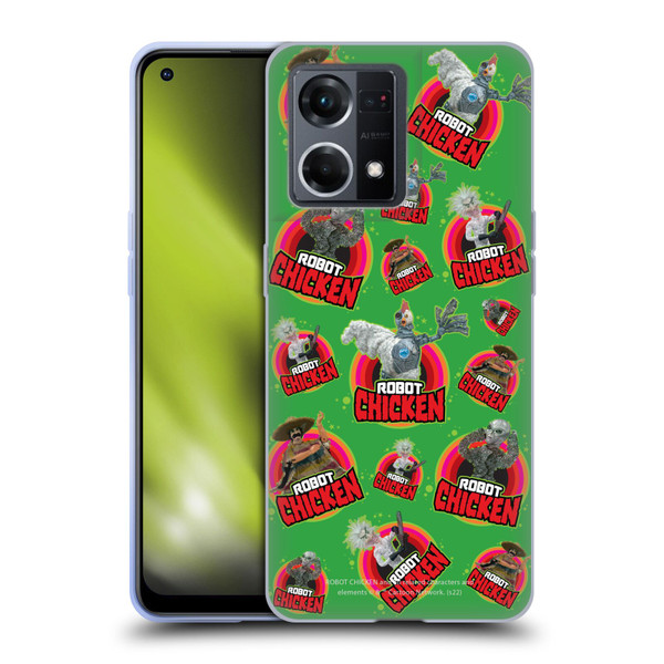 Robot Chicken Graphics Icons Soft Gel Case for OPPO Reno8 4G