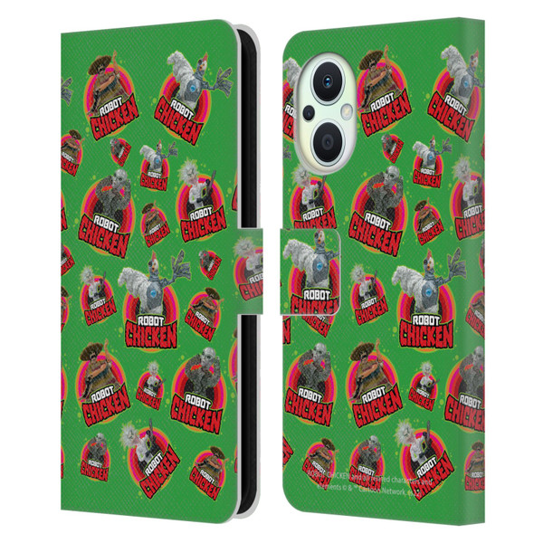 Robot Chicken Graphics Icons Leather Book Wallet Case Cover For OPPO Reno8 Lite