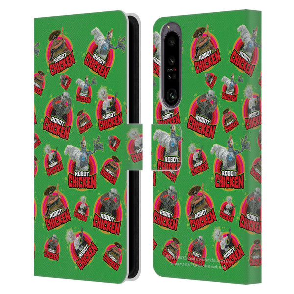 Robot Chicken Graphics Icons Leather Book Wallet Case Cover For Sony Xperia 1 IV