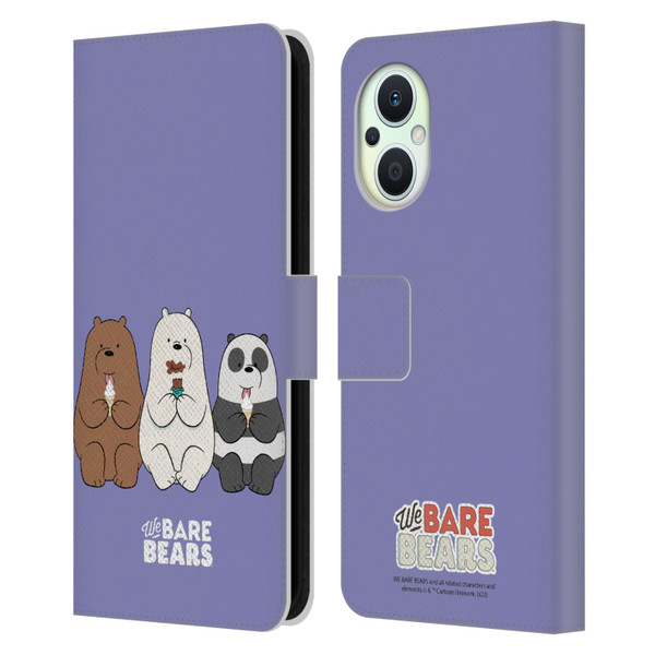 We Bare Bears Character Art Group 2 Leather Book Wallet Case Cover For OPPO Reno8 Lite