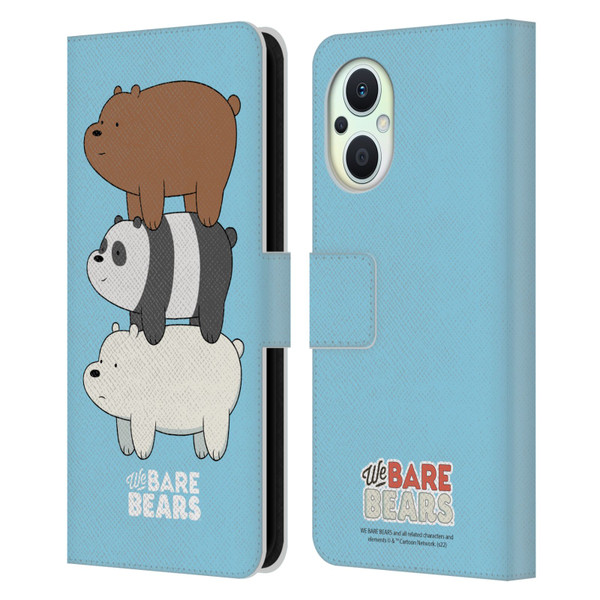 We Bare Bears Character Art Group 3 Leather Book Wallet Case Cover For OPPO Reno8 Lite