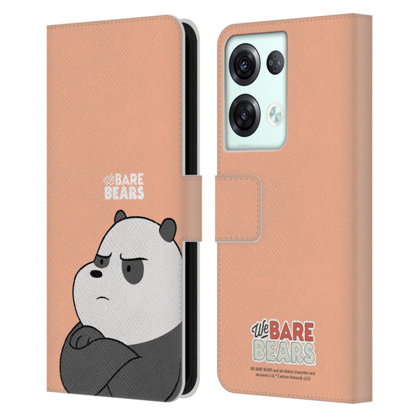We Bare Bears Character Art Panda Leather Book Wallet Case Cover For OPPO Reno8 Pro