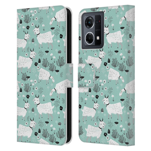 Andrea Lauren Design Animals Goats Leather Book Wallet Case Cover For OPPO Reno8 4G