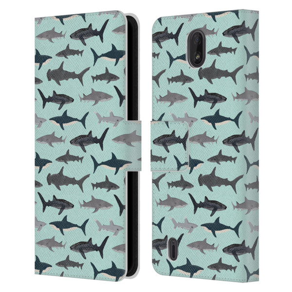 Andrea Lauren Design Sea Animals Sharks Leather Book Wallet Case Cover For Nokia C01 Plus/C1 2nd Edition