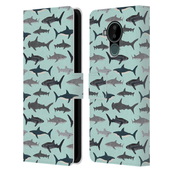 Andrea Lauren Design Sea Animals Sharks Leather Book Wallet Case Cover For Nokia C30