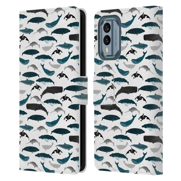 Andrea Lauren Design Sea Animals Whales Leather Book Wallet Case Cover For Nokia X30