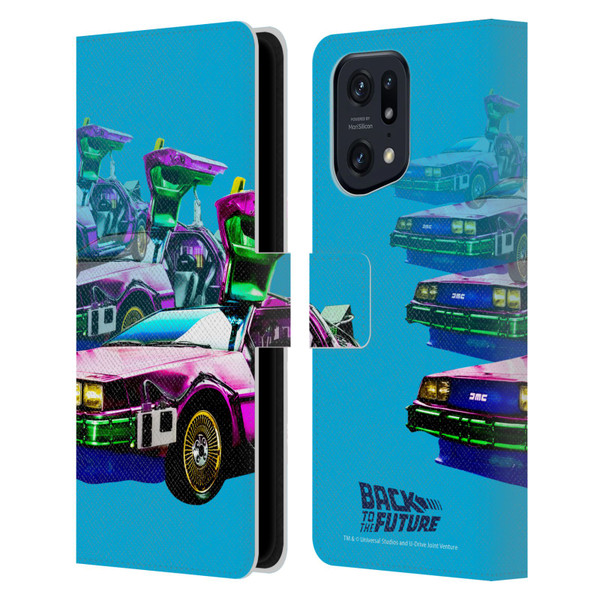 Back to the Future I Composed Art Delorean Leather Book Wallet Case Cover For OPPO Find X5 Pro