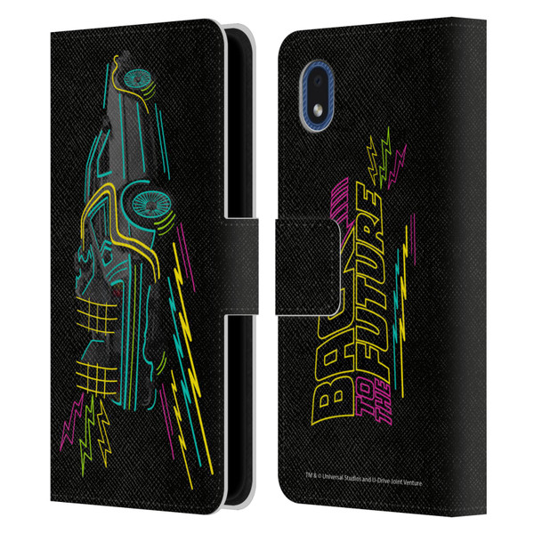 Back to the Future I Composed Art Neon Leather Book Wallet Case Cover For Samsung Galaxy A01 Core (2020)