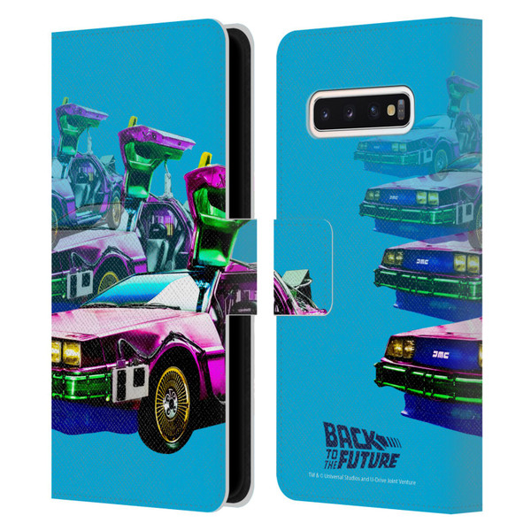 Back to the Future I Composed Art Delorean Leather Book Wallet Case Cover For Samsung Galaxy S10
