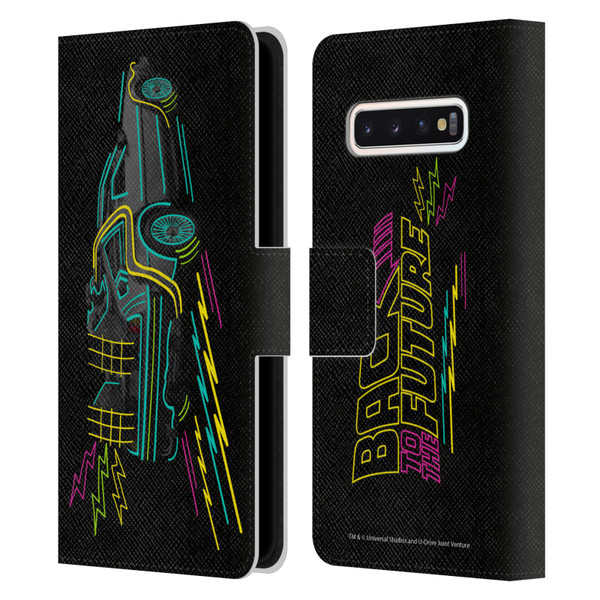 Back to the Future I Composed Art Neon Leather Book Wallet Case Cover For Samsung Galaxy S10