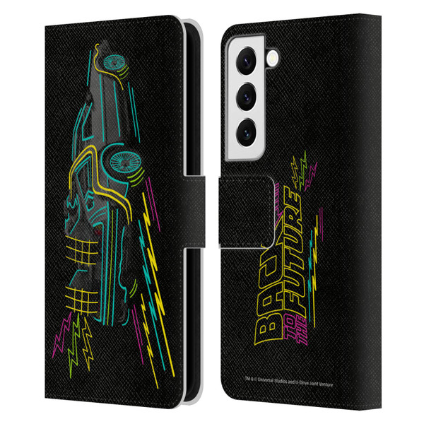 Back to the Future I Composed Art Neon Leather Book Wallet Case Cover For Samsung Galaxy S22 5G