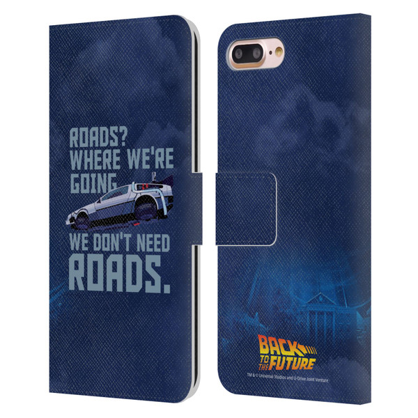 Back to the Future I Graphics Delorean 2 Leather Book Wallet Case Cover For Apple iPhone 7 Plus / iPhone 8 Plus