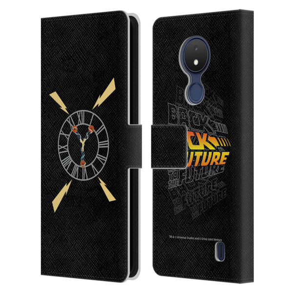 Back to the Future I Graphics Clock Tower Leather Book Wallet Case Cover For Nokia C21