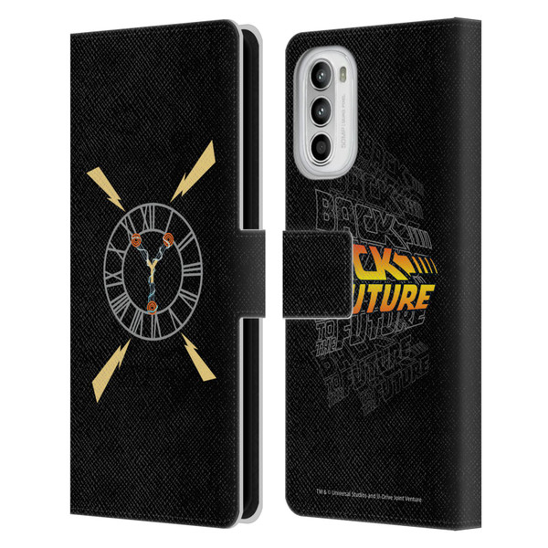 Back to the Future I Graphics Clock Tower Leather Book Wallet Case Cover For Motorola Moto G52