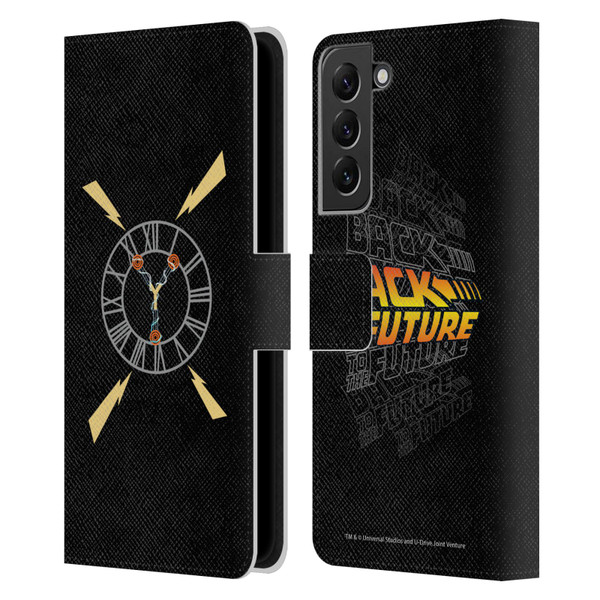 Back to the Future I Graphics Clock Tower Leather Book Wallet Case Cover For Samsung Galaxy S22+ 5G