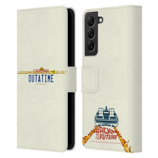 Back to the Future I Graphics Outatime Leather Book Wallet Case Cover For Samsung Galaxy S22+ 5G