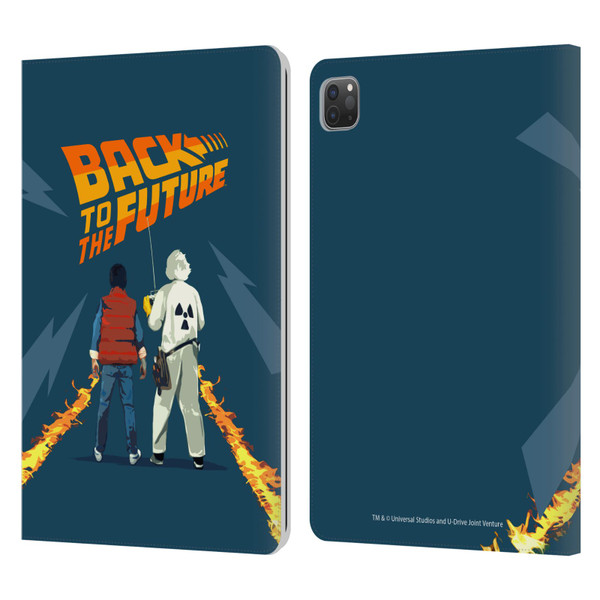 Back to the Future I Key Art Dr. Brown And Marty Leather Book Wallet Case Cover For Apple iPad Pro 11 2020 / 2021 / 2022