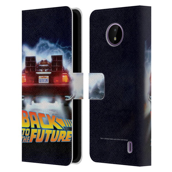 Back to the Future I Key Art Delorean Leather Book Wallet Case Cover For Nokia C10 / C20