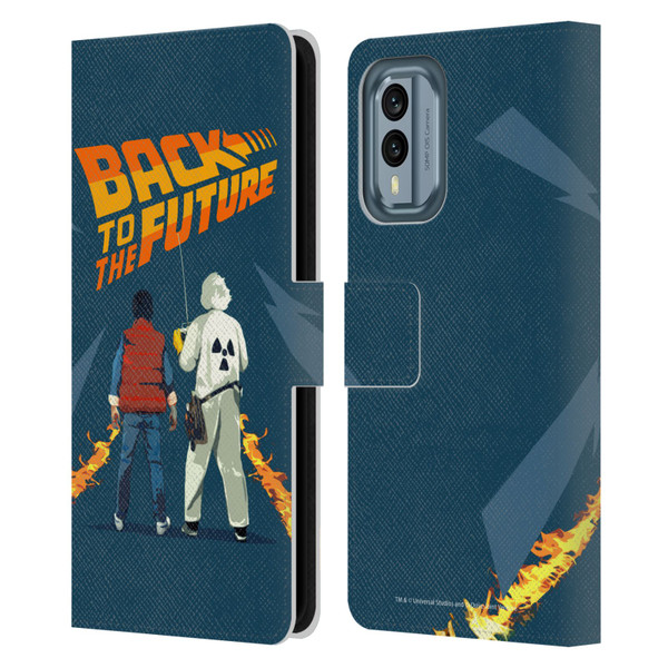 Back to the Future I Key Art Dr. Brown And Marty Leather Book Wallet Case Cover For Nokia X30