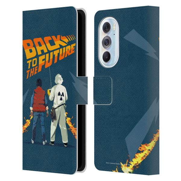 Back to the Future I Key Art Dr. Brown And Marty Leather Book Wallet Case Cover For Motorola Edge X30