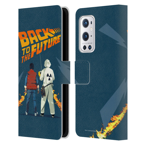 Back to the Future I Key Art Dr. Brown And Marty Leather Book Wallet Case Cover For OnePlus 9 Pro