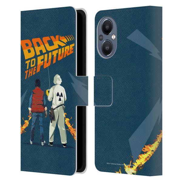Back to the Future I Key Art Dr. Brown And Marty Leather Book Wallet Case Cover For OnePlus Nord N20 5G