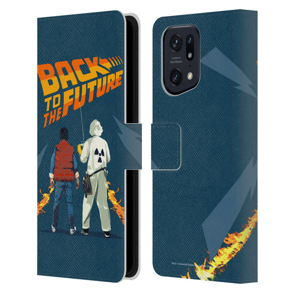 Back to the Future I Key Art Dr. Brown And Marty Leather Book Wallet Case Cover For OPPO Find X5 Pro