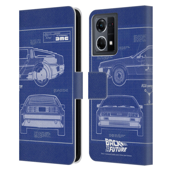 Back to the Future I Key Art Blue Print Leather Book Wallet Case Cover For OPPO Reno8 4G