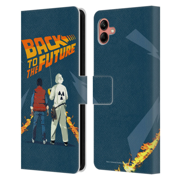 Back to the Future I Key Art Dr. Brown And Marty Leather Book Wallet Case Cover For Samsung Galaxy A04 (2022)