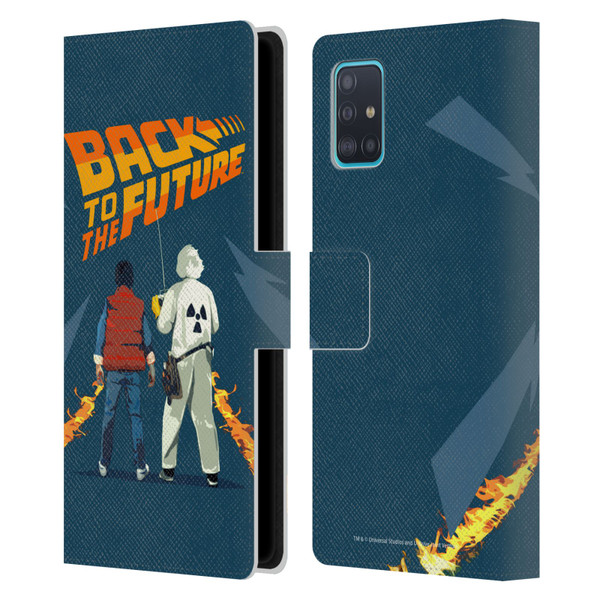 Back to the Future I Key Art Dr. Brown And Marty Leather Book Wallet Case Cover For Samsung Galaxy A51 (2019)