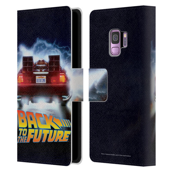 Back to the Future I Key Art Delorean Leather Book Wallet Case Cover For Samsung Galaxy S9