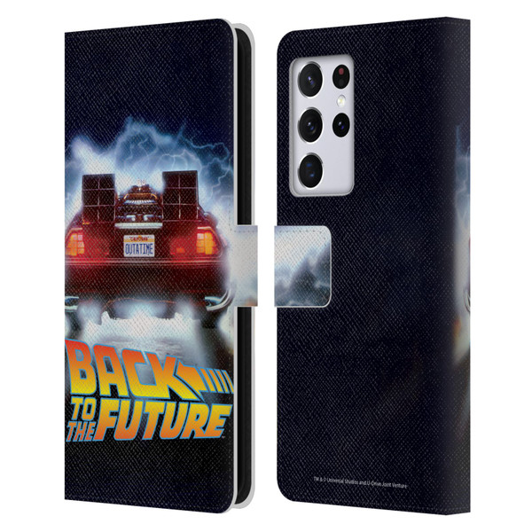 Back to the Future I Key Art Delorean Leather Book Wallet Case Cover For Samsung Galaxy S21 Ultra 5G