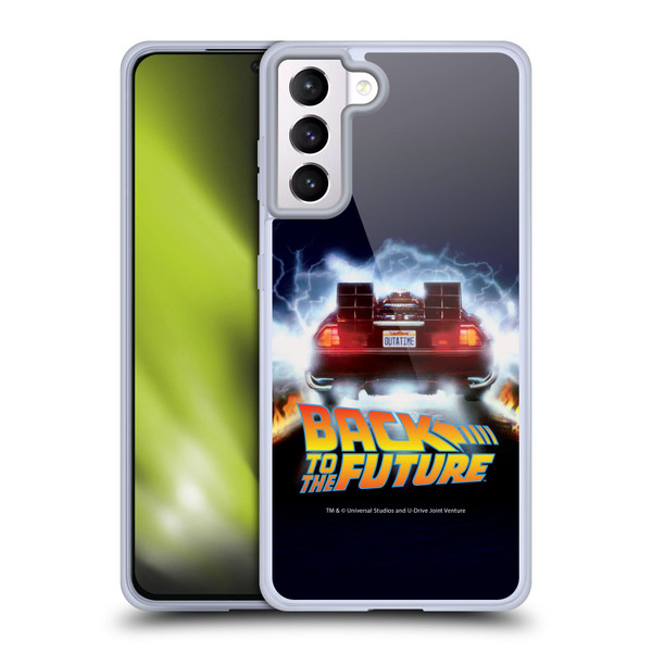 Back to the Future I Key Art Time Machine Car Soft Gel Case for Samsung Galaxy S21+ 5G